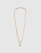 Collar largo mezcla cadenas candados y llaves dorado mujer-1