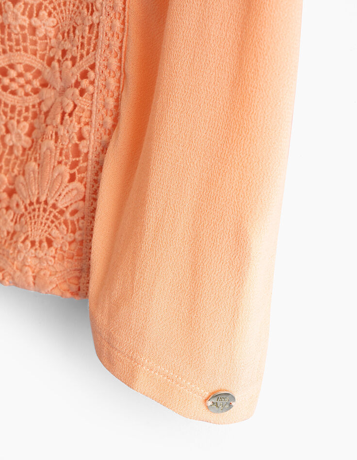 Blouse corail à manches volantées fille-5