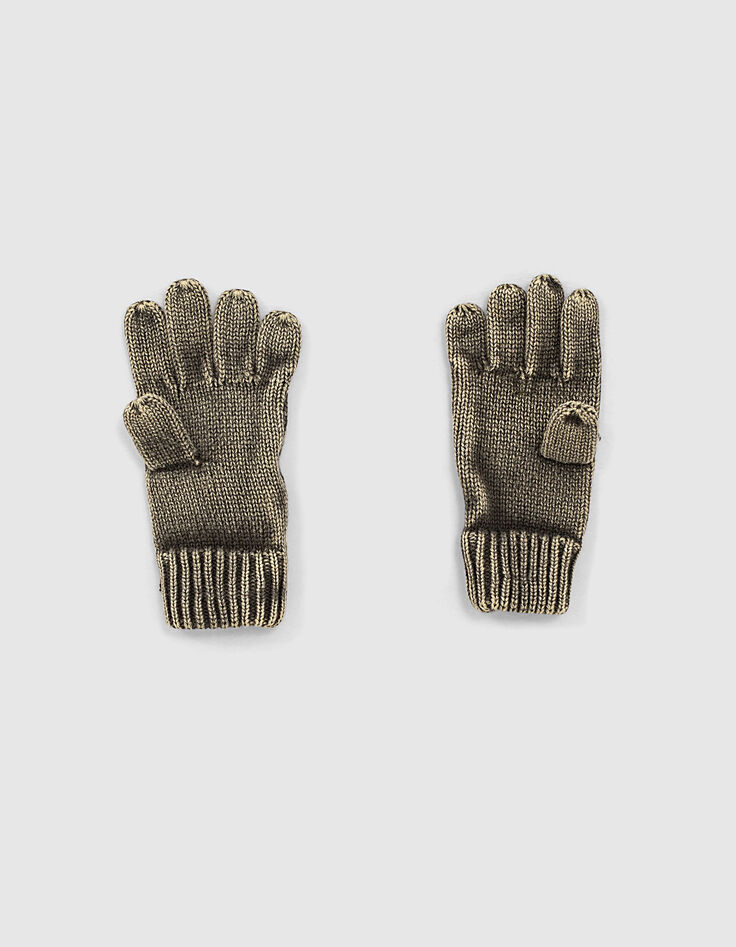 Bronzen handschoenen ribtricot washed effect jongens -3