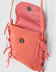 Sac à main corail foncé brodé à franges fille-5