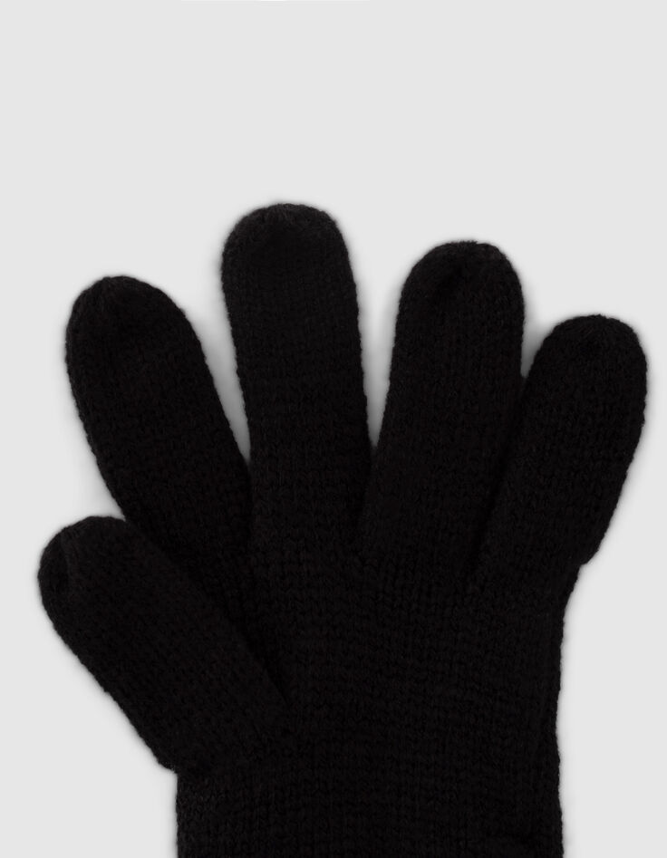 Schwarze Mädchenhandschuhe aus Glitzerstrick -4