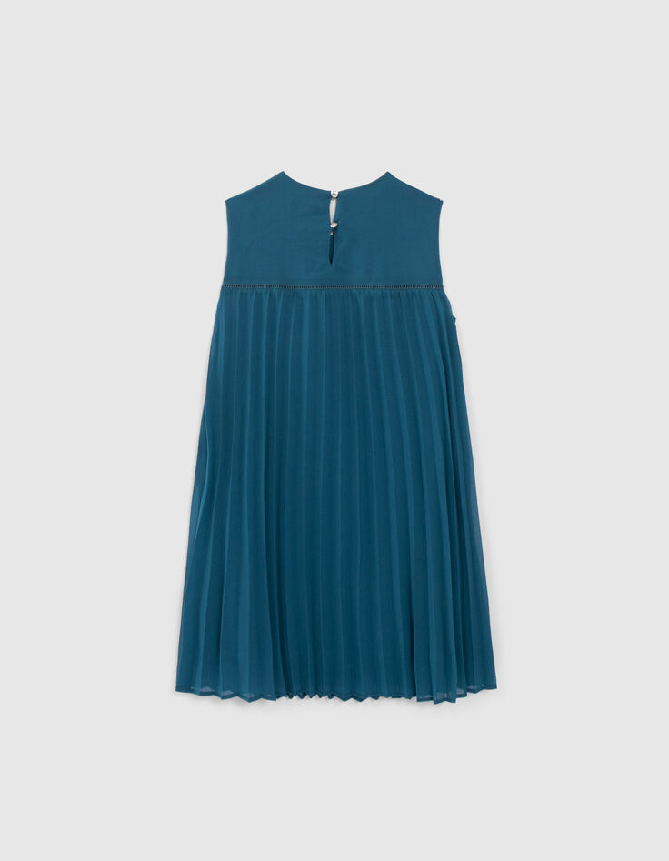 Girls’ green pleated dress-3