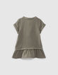Robe kaki gaze de coton à basque bébé fille-3