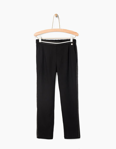 Pantalon noir à bandes pailletées fille - IKKS