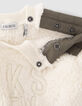 Baby boys&rsquo; beige Sherpa sweatshirt, khaki nylon shoulders-7