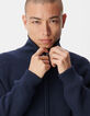 C&aacute;rdigan azul cuello camionero para hombre-4