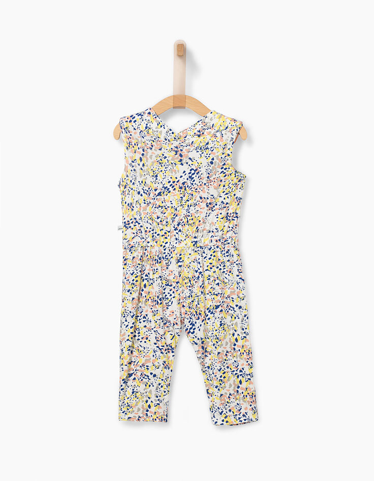 Witte jumpsuit met arty print voor babymeisjes-2
