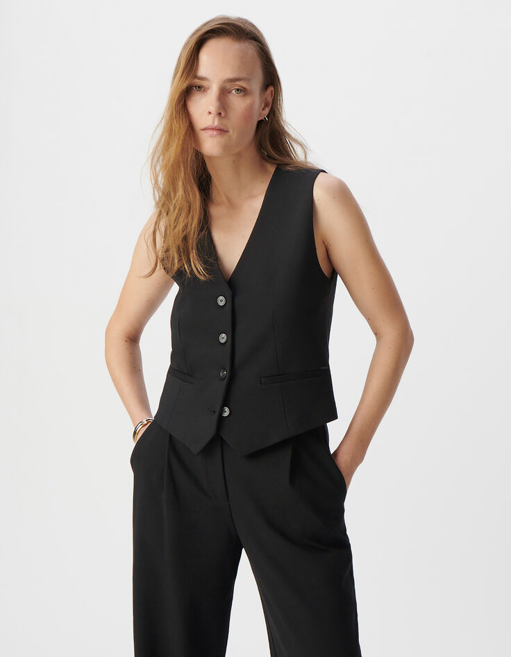 Gilet sans manches noir maille Milano Femme-2
