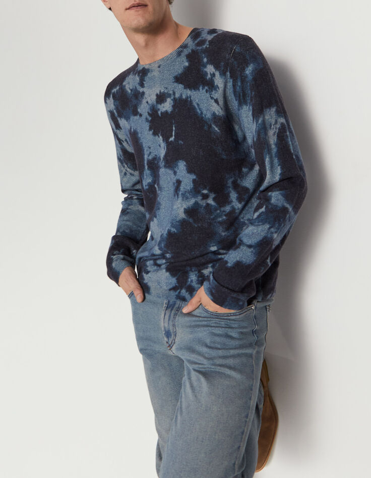 Men’s indigo tie-dye print knit sweater-2