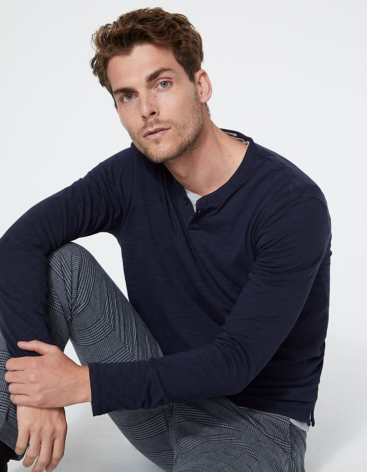 Men’s 2-in-1 navy and grey T-shirt-1