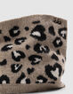 Girls’ beige knit snood with leopard motif-4