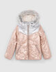 Doudoune rose pâle broderies étoiles et éclairs fille-1