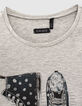 Tee-shirt gris visuel baskets fille-5