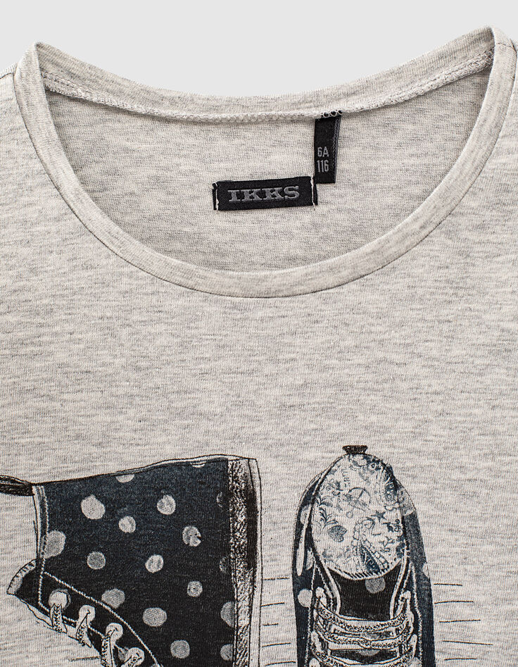 Tee-shirt gris visuel baskets fille-5
