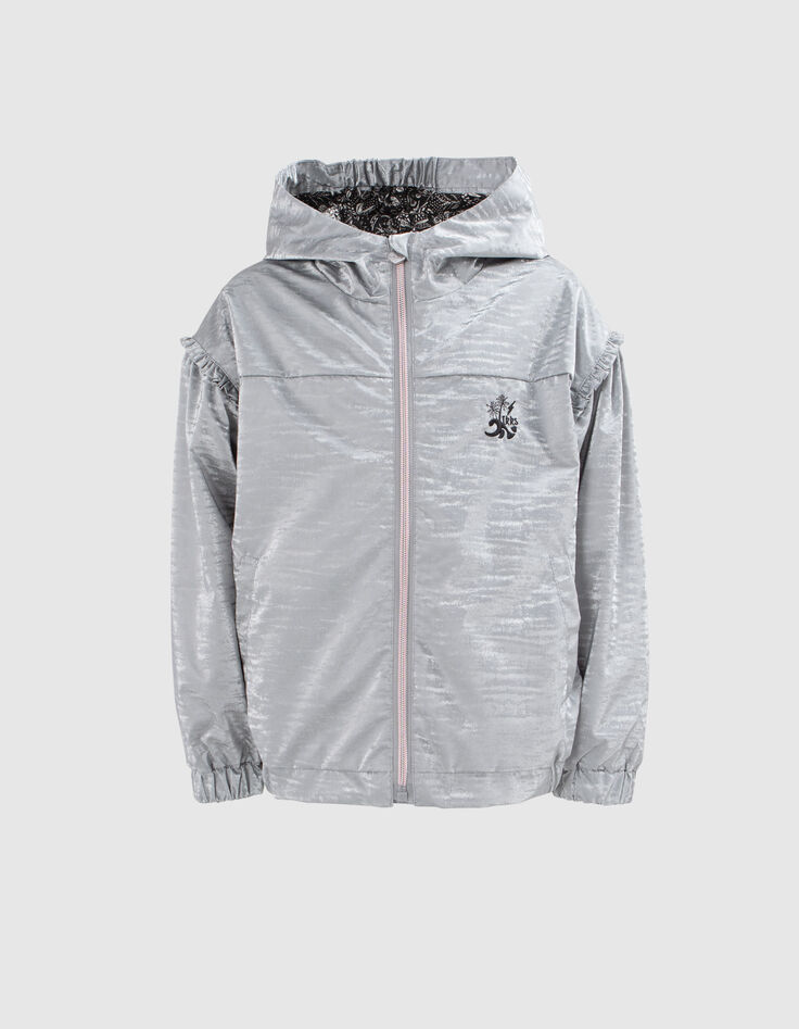 Silberfarbene Mädchen-Windjacke, Recycling, Fantasie-Motiv-1