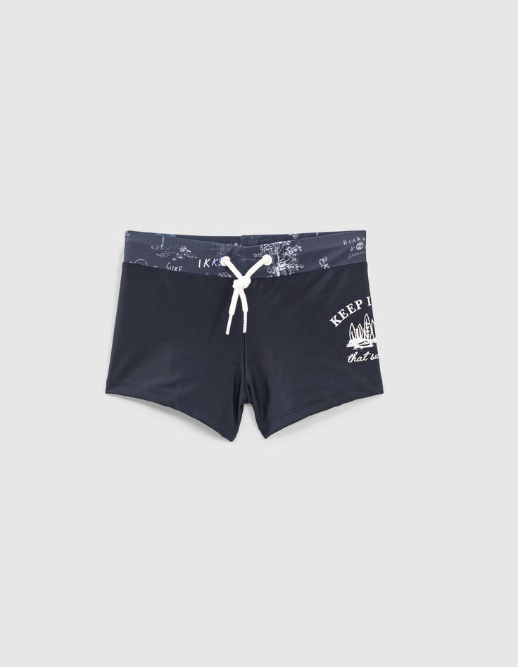 Bañador tipo boxer navy toile de Jouy reciclado niño-1