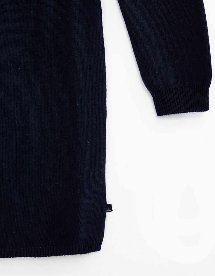 Robe-pull navy tricot à capuche fille-5