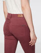 Rode slim fit 7/8 jeans met ritszakken voor dames-5