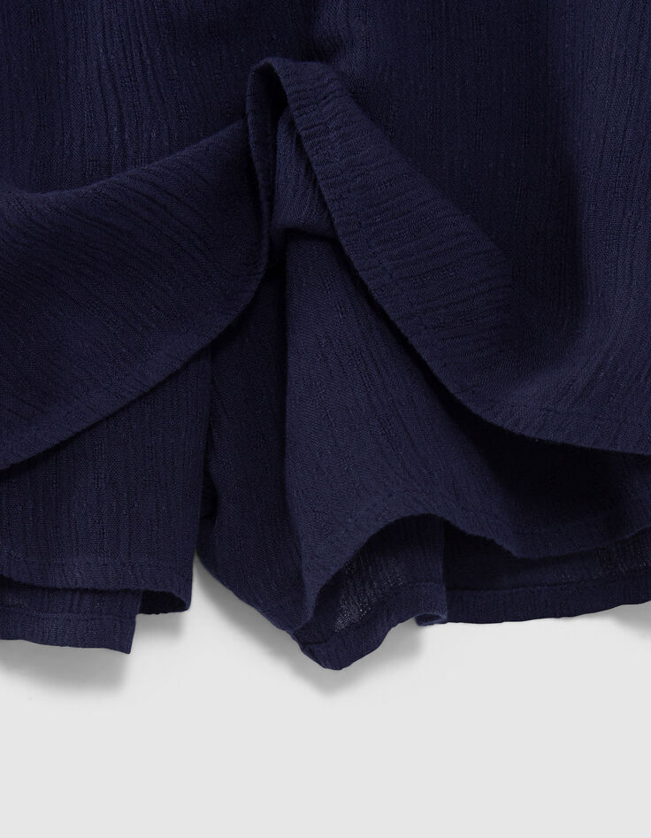 Falda pantalón azul marino crepé bordado brasileño niña-5