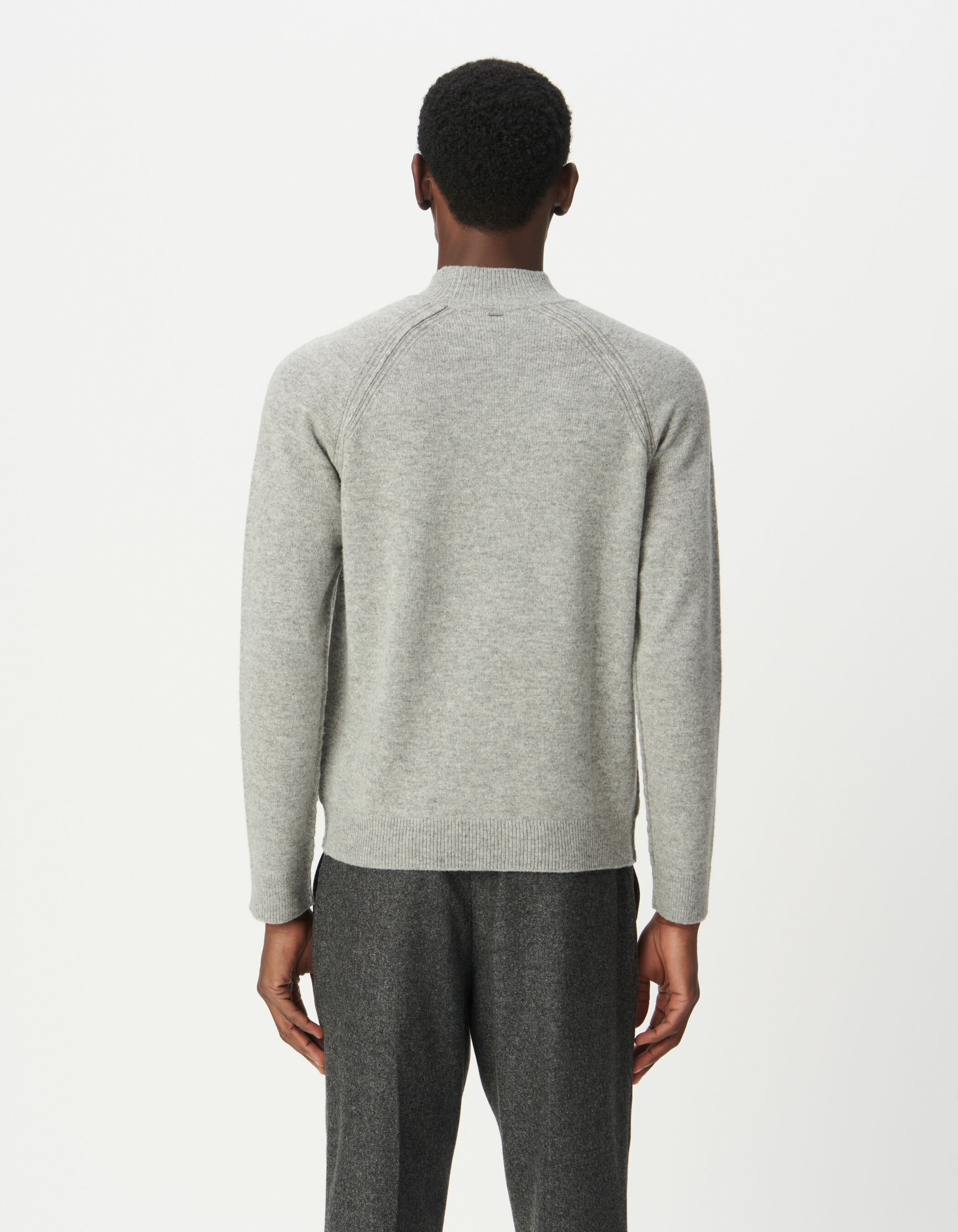 Men's grey knit funnel neck sweater IKKS