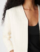 Veste bol&eacute;ro blanche effet tweed manches 7/8e Femme-4