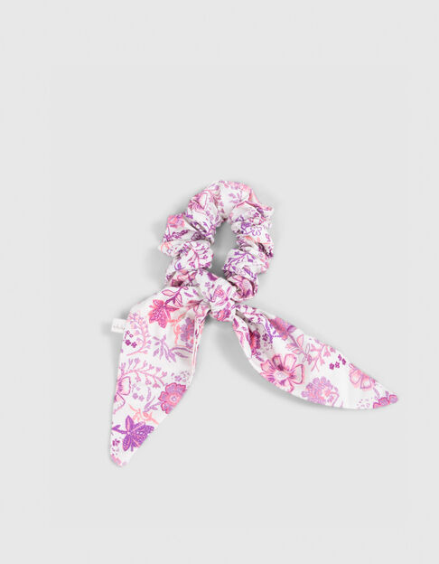 Girls’ lilac scarf scrunchie with flower print - IKKS
