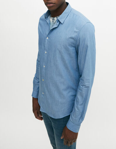 Camisa SLIM &iacute;ndigo denim hombre - IKKS