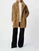 Manteau beige &agrave; poils longs Femme-1