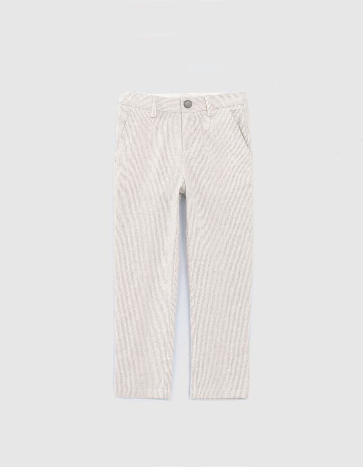 Boys' beige striped suit trousers-1