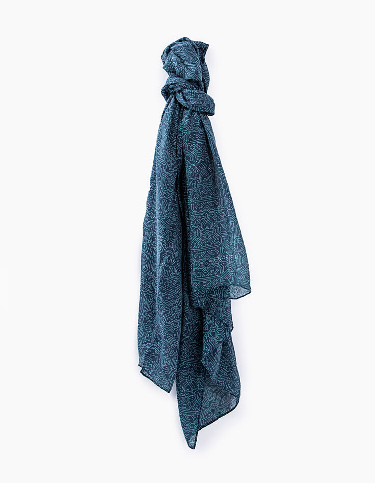 Pañuelo azul oscuro circuitos verde esmeralda Hombre-1