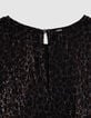 Black 3/4 sleeve top with round neck for women-4