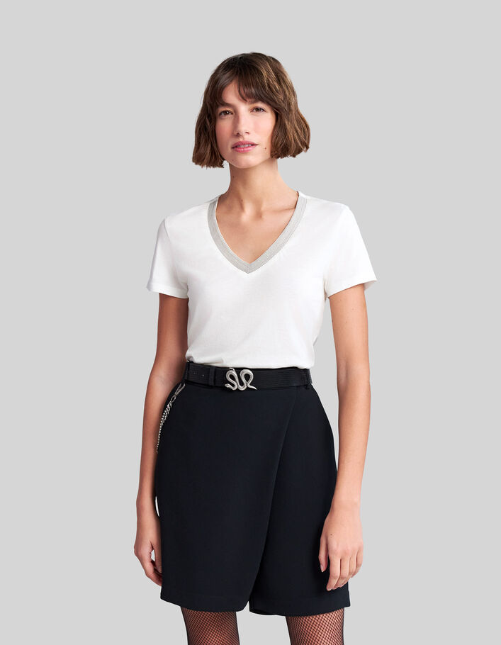 Women’s cotton modal beaded neckline short-sleeve T-shirt-2