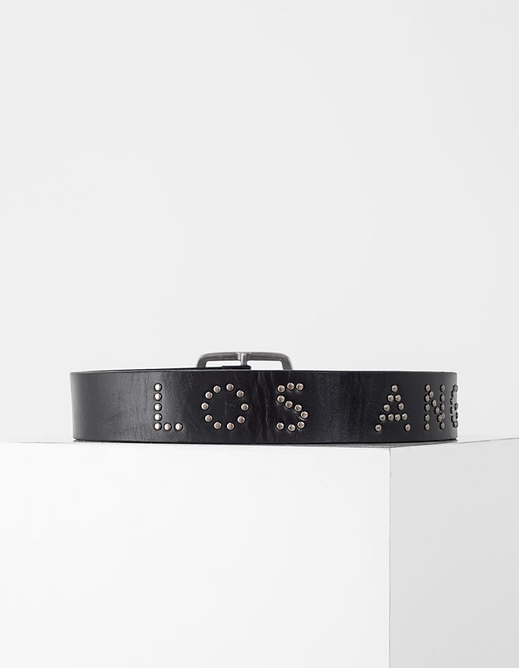 Women’s wide black leather Los Angeles stud belt-3 Women’s wide black leather Los Angeles stud belt-3