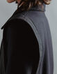 Manteau noir en laine épaulettes surpiquées femme-4