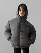 Plumas reversible negro pata de gallo y sherpa niña-2