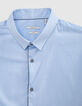 Blaues SLIM-Herrenhemd mit marineblauer Paspel-2