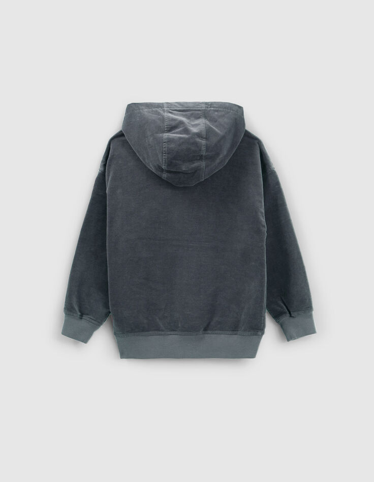 Boys’ grey needlecord hoodie with lenticular image-3