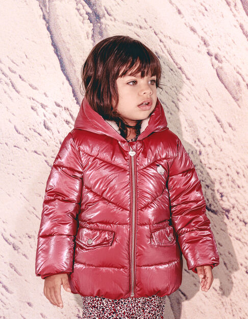 Baby girls’ metallic burgundy hooded padded jacket
