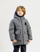 Reversible light and dark grey quilted parka for boys-1