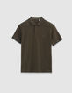 Polo manches courtes kaki maille piqu&eacute;e Homme-5