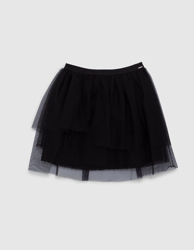 Girls' black asymmetrical tulle skirt - IKKS