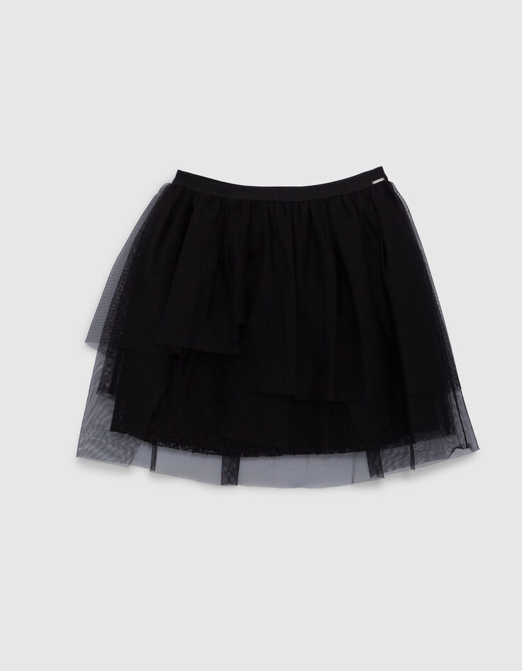 Jupe noire tulle asymétrique fille-1