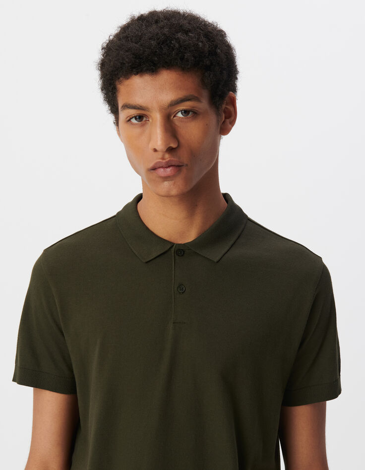 Men’s khaki cotton modal polo shirt-4