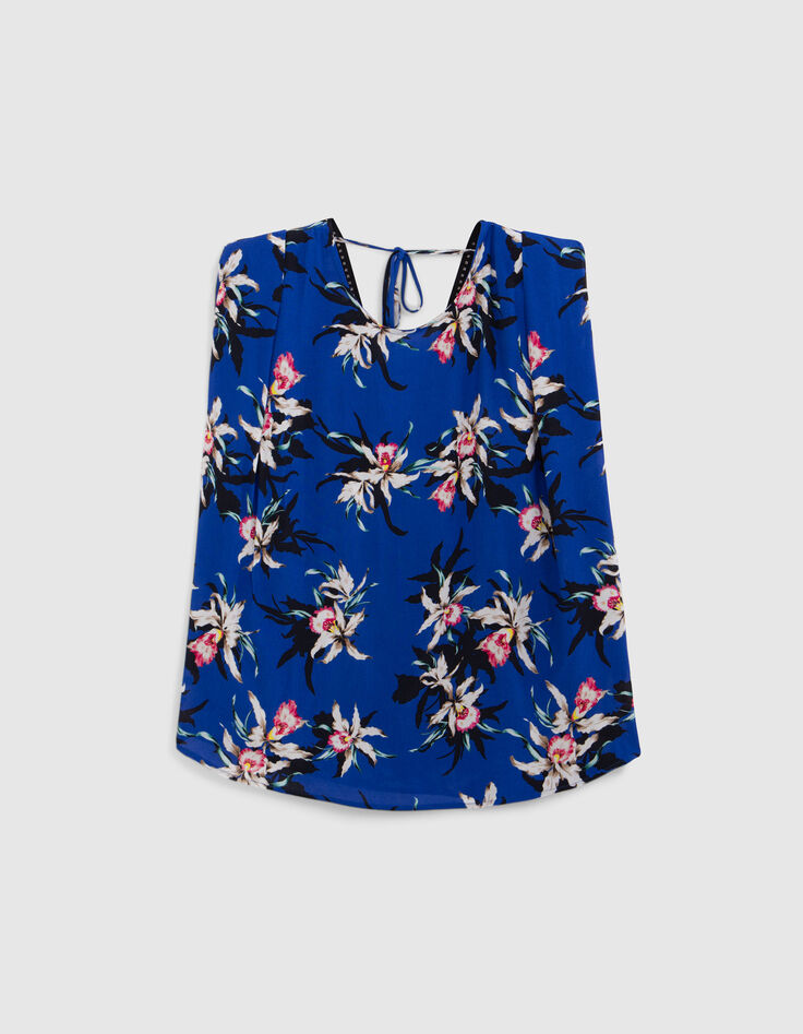 Kobaltblauwe top LENZING™ ECOVERO™ paradijsbloemen Dames-6