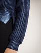 Pull en maille bleu marine enduit irisé femme-2
