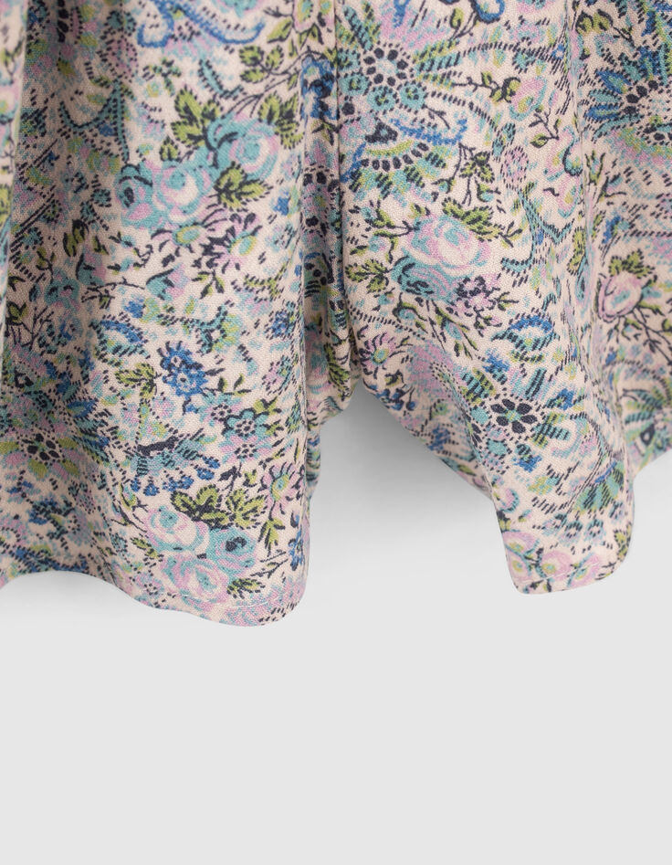 Girls' ecru flowery print LENZING™ ECOVERO™ playsuit-6