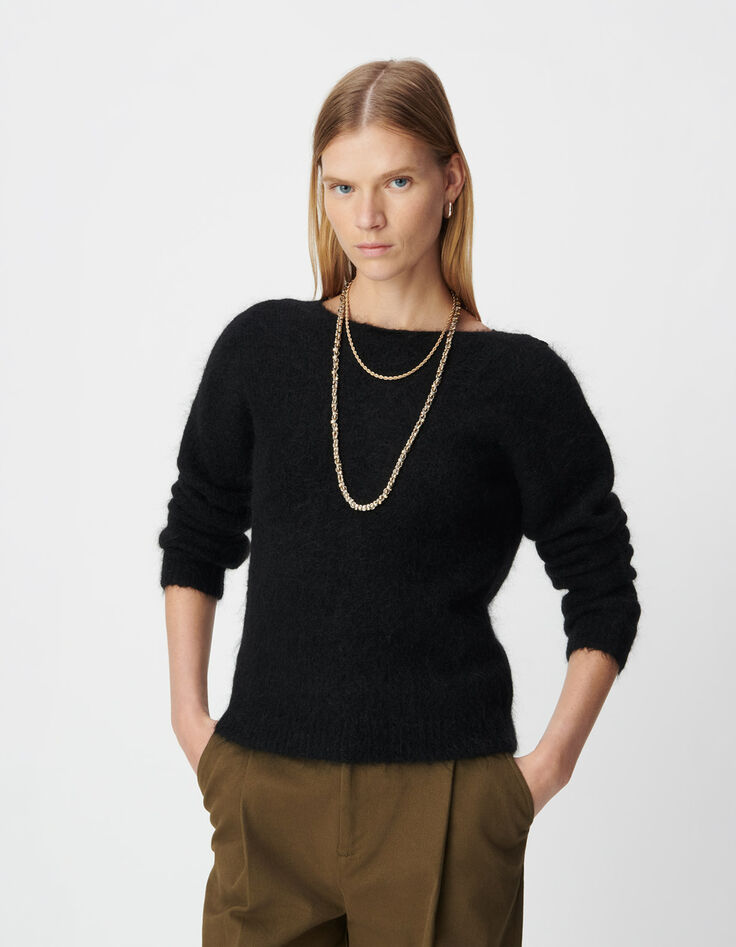 Schwarzer Damen-Wendepulli Stick hinten/vorn-2