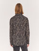 Zwart SLIM overhemd print gele bloemen Heren-3