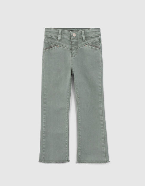 Jean FLARE kaki 7/8e bas frangés fille - IKKS
