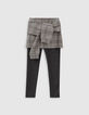 Girls’ charcoal Prince of Wales skirt-leggings-1